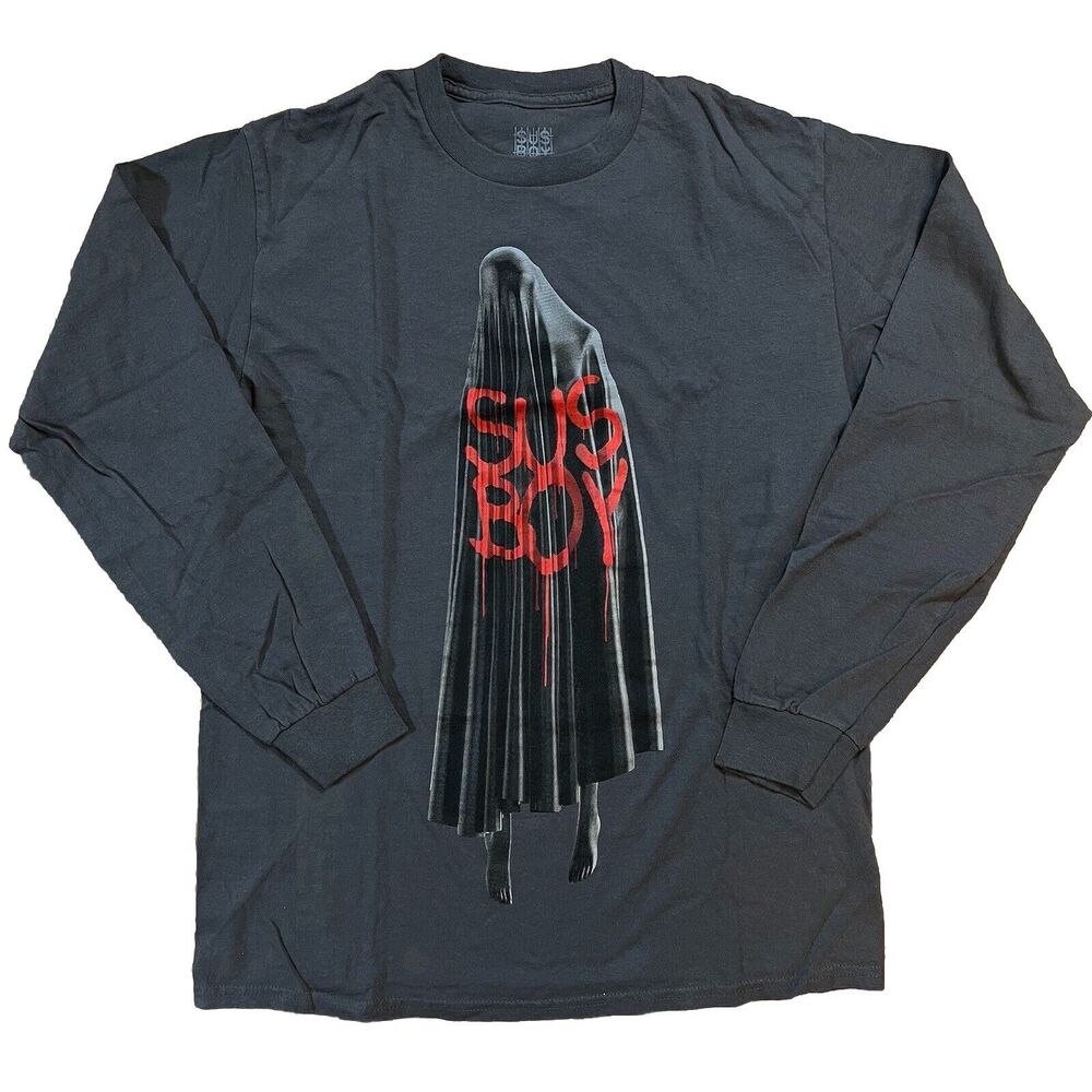 Sus Boy Long Sleeve Gray T-Shirt Size Medium Emo Hip-Hop Goth Grunge Streetwear